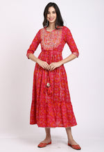 Load image into Gallery viewer, Pink Pure Cambric Cotton Embroidered Kurti