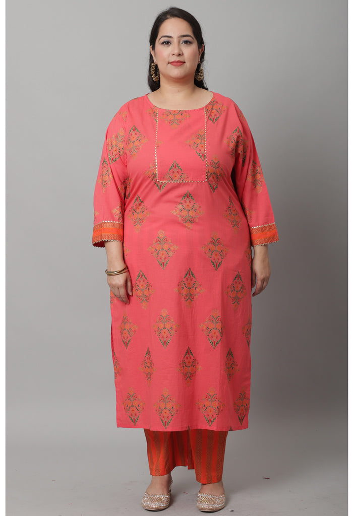 Pure Cambric Cotton Printed Kurta Set With Dupatta