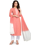 Pink Pure Cambric Cotton Embroidered Kurta Set With Dupatta