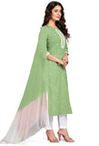 Green Pure Cambric Cotton Embroidered Kurta Set With Dupatta