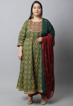 Load image into Gallery viewer, Pure Cambric Cotton Embroidered Plus Size Kurta Set With Dupatta
