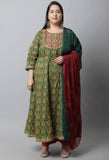 Pure Cambric Cotton Embroidered Plus Size Kurta Set With Dupatta