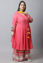 Load image into Gallery viewer, Pure Cambric Cotton Solid Plus Size Kurta Set With Dupatta