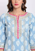 Blue Pure Cambric Cotton Floral Printed Kurta Set With Dupatta