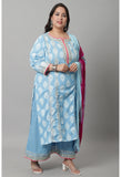 Pure Cambric Cotton Printed Kurta Set With Dupatta