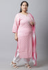 Pure Cambric Cotton Embroidered Plus Size Kurta Set With Dupatta