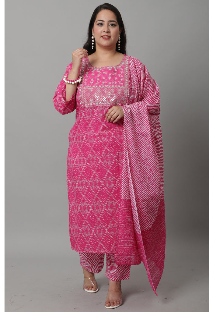 Pure Cambric Cotton Embroidered Kurta Set With Dupatta