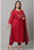 Rayon Embroidered Kurta Set With Dupatta