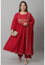 Load image into Gallery viewer, Rayon Embroidered Kurta Set With Dupatta