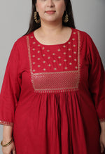 Load image into Gallery viewer, Rayon Embroidered Kurta Set With Dupatta