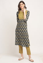 Load image into Gallery viewer, Grey Pure Cambric Cotton Floral Embroidered Kurta Set With Dupatta