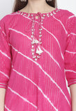 Pink Pure Cambric Cotton Floral Embroidered Kurta Set With Dupatta