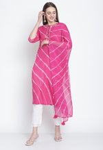 Load image into Gallery viewer, Pink Pure Cambric Cotton Floral Embroidered Kurta Set With Dupatta