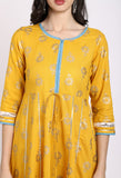 Yellow Rayon Floral Printed Kurta Set With Dupatta