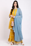 Yellow Rayon Floral Printed Kurta Set With Dupatta