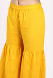 Yellow Pure Cotton Lurex Embroidered Kurta Set With Dupatta