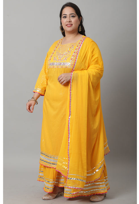 Pure Cotton Lurex Embroidered Kurta Set With Dupatta