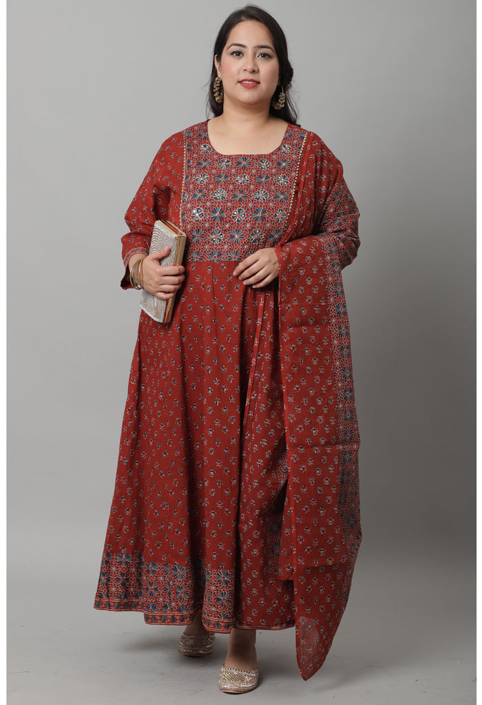 Pure Cambric Cotton Embroidered Kurta Set With Dupatta