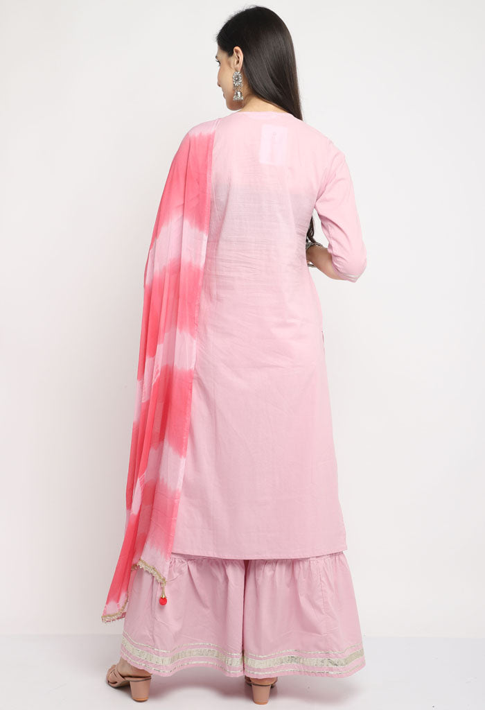 Pure Cambric Cotton Embroidered Kurta Set With Dupatta