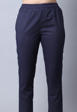 Load image into Gallery viewer, Navy Blue Pure Cambric Cotton Embellished Kurta Set With Dupatta
