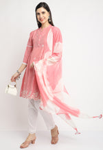 Load image into Gallery viewer, Pure Cambric Cotton Embroidered Kurta Set With Dupatta