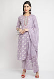 Pure Cambric Cotton Embroidered Kurta Set With Dupatta