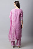 Pure Cambric Cotton Jaipuri Printed & Embroidered Kurta Set With Dupatta