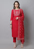 Pure Cotton Zari Weaving And  Embroidered Kurta Set With Dupatta