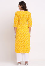 Load image into Gallery viewer, Yellow Pure Cambric Cotton Printed Kurta With Pant