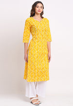 Load image into Gallery viewer, Yellow Pure Cambric Cotton Printed Kurta With Pant
