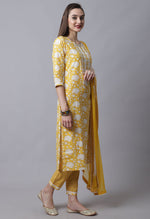 Load image into Gallery viewer, Pure Cotton Jaipuri Printed &amp; Embroidered Kurta Set With Dupatta
