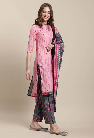 Baby Pink Cotton Printed Salwar Suit with Dupatta