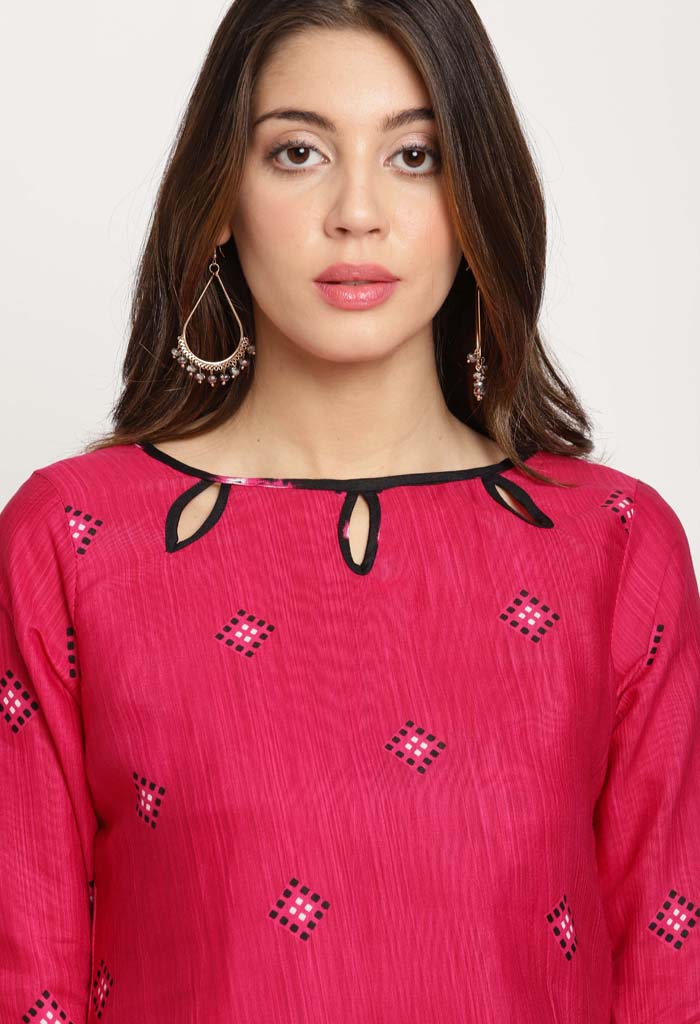 Rajnandini Magenta Cotton Blend Printed Salwar Suit