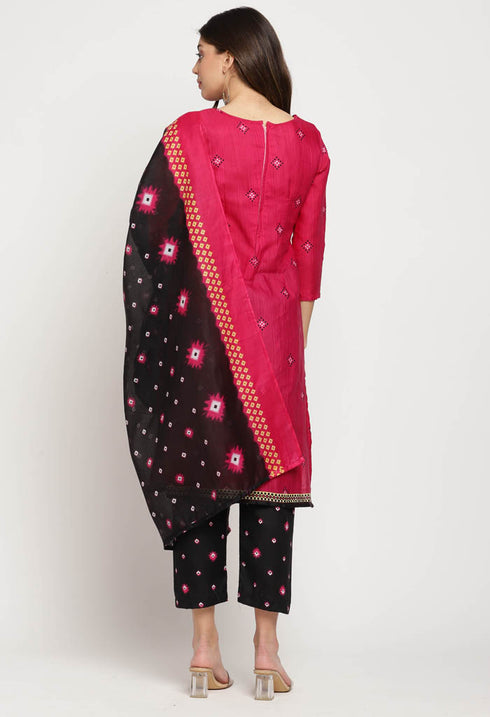 Rajnandini Magenta Cotton Blend Printed Salwar Suit