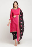 Magenta Cotton Printed Salwar Suit with Dupatta