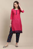 Pink Cotton Printed Salwar Suit with Dupatta