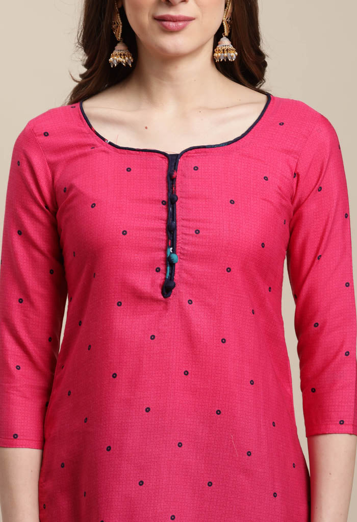 Rajnandini Pink Cotton Blend Printed Salwar Suit