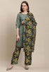 Rajnandini Olive Green Cotton Blend Printed Salwar Suit