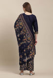 Navy Blue Cotton Printed Salwar Suit with Dupatta