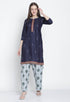 Rajnandini Navy Blue Cotton Blend Printed Salwar Suit