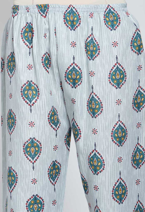 Rajnandini Navy Blue Cotton Blend Printed Salwar Suit