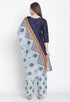 Rajnandini Navy Blue Cotton Blend Printed Salwar Suit
