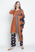 Rajnandini Brown Cotton Blend Printed Salwar Suit