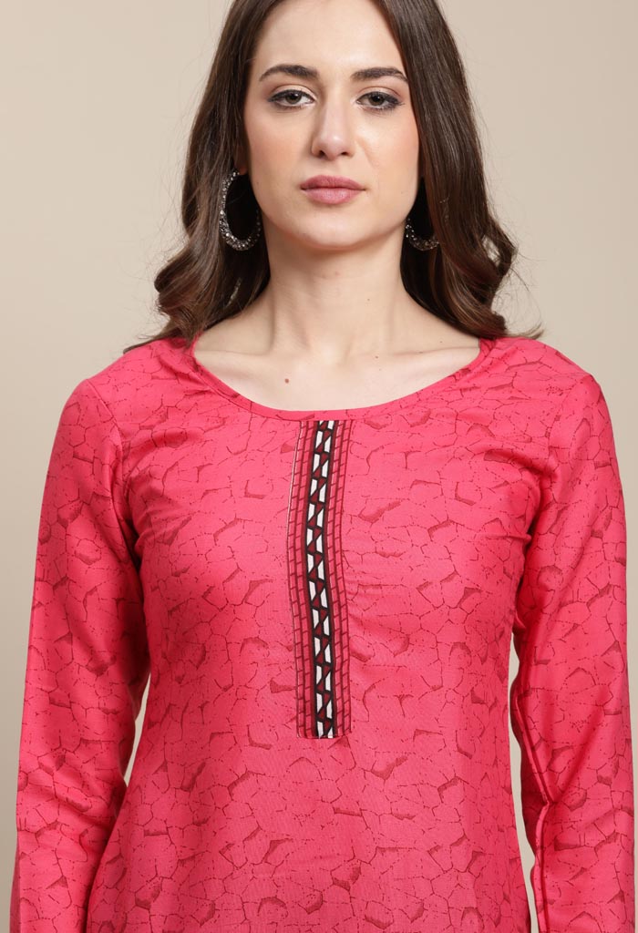 Rajnandini Pink Cotton Blend Printed Salwar Suit