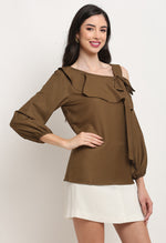 Load image into Gallery viewer, Brown Polyester Solid Top