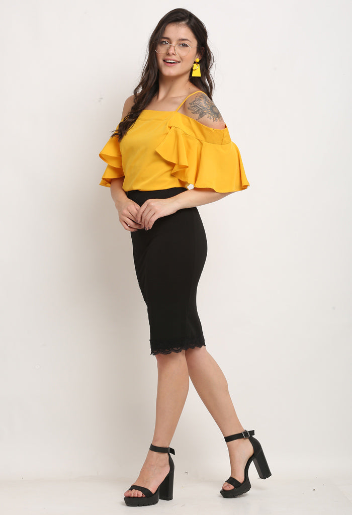 Yellow Polyester Solid Top