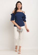 Load image into Gallery viewer, Navy Blue Polyester Solid Top