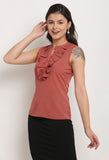 Mauve Pink Polyester Solid Top