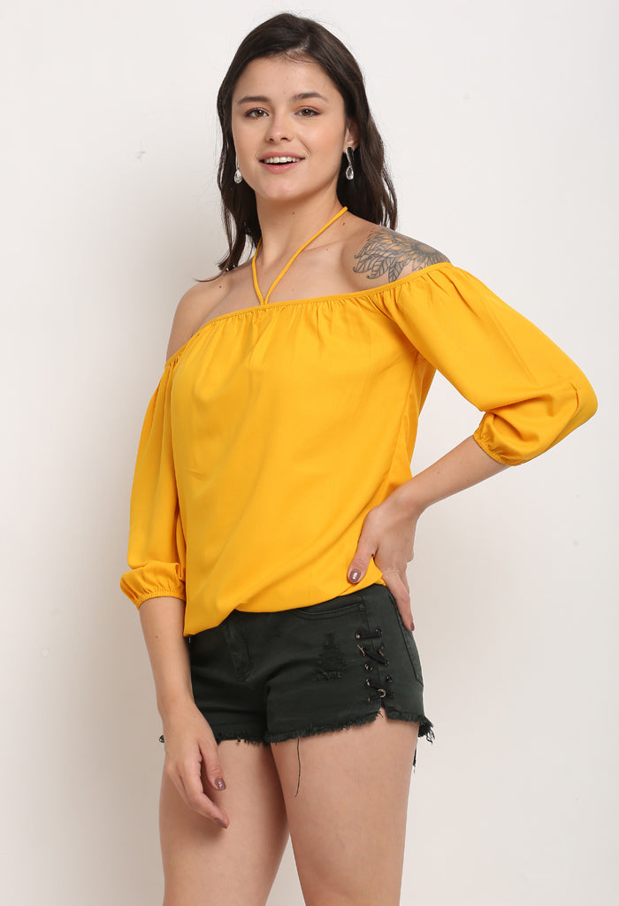Yellow Polyester Solid Top