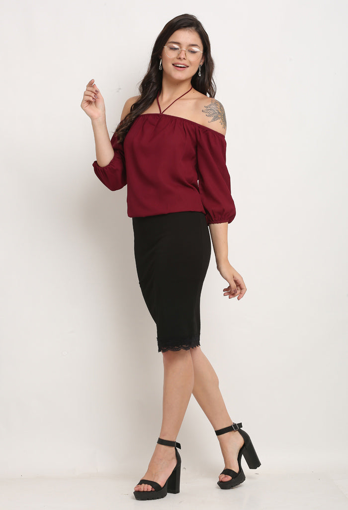 Wine Polyester Solid Top